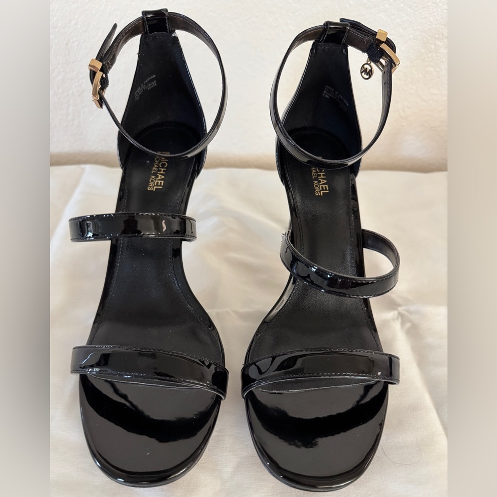 Michael Kors Patent Black Strappy Heels